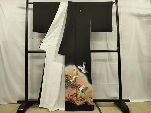 平和屋着物■豪華黒留袖 作家物 流水飛鶴文 暈し染め 金彩 正絹 逸品 DABF0953ya