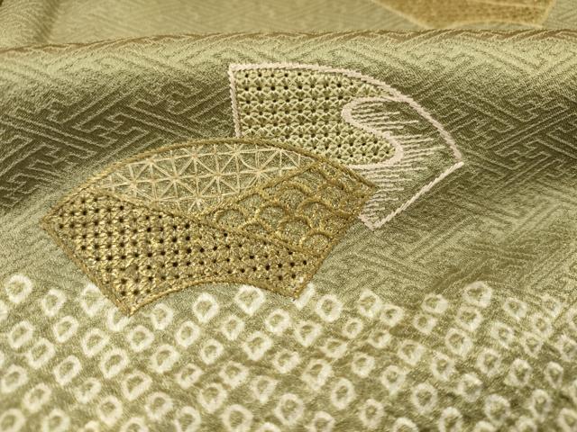 平和屋着物■中国三大刺繍 スワトウ刺繍 汕頭刺繍 総刺繍 訪問着 絞り 金糸 正絹 逸品 DABF0959ya
