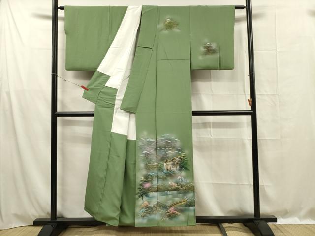 平和屋着物■訪問着 風景文 暈し染め 金彩 正絹 逸品 DABF0990ya