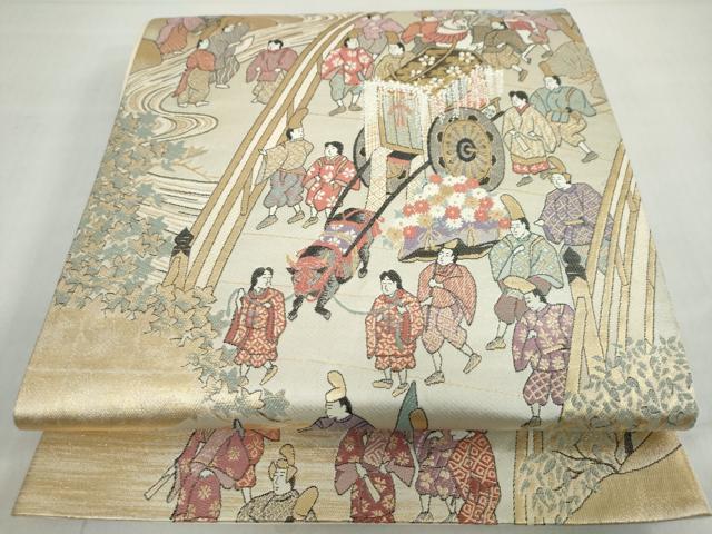 平和屋着物◎六通柄袋帯 京洛葵祭の図 金糸 正絹 逸品 DABF1006ud