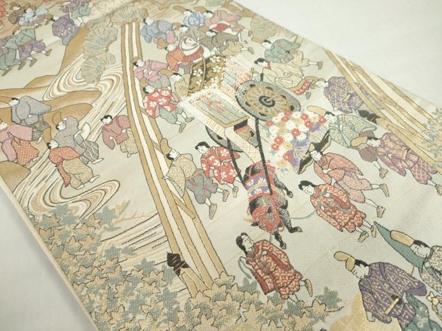 平和屋着物◎六通柄袋帯 京洛葵祭の図 金糸 正絹 逸品 DABF1006ud