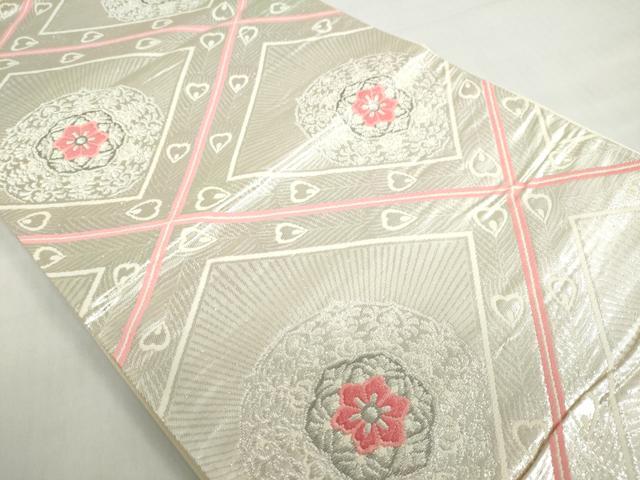 平和屋着物◎六通柄袋帯 正倉院孔雀羽文 プラチナ箔二重織 正絹 逸品 DABF1035ud