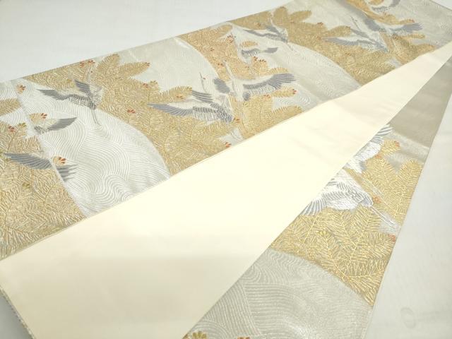 平和屋着物◎六通柄袋帯 唐織 粋華 松寿飛鶴文 金銀糸 正絹 逸品 DABF1073ud