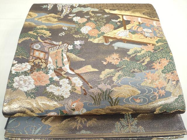 平和屋着物◎六通柄袋帯 平安春秋文 金糸 正絹 逸品 DABF1122ud