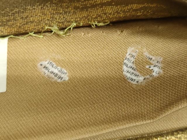 平和屋着物◎西陣 六通柄袋帯 古典泥錦 雲取り人物草花文 金糸 正絹 逸品 DABF1125ud