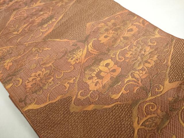 平和屋着物◎本場筑前博多織 八寸名古屋帯 更紗花唐草文 正絹 逸品 DABF1137ud