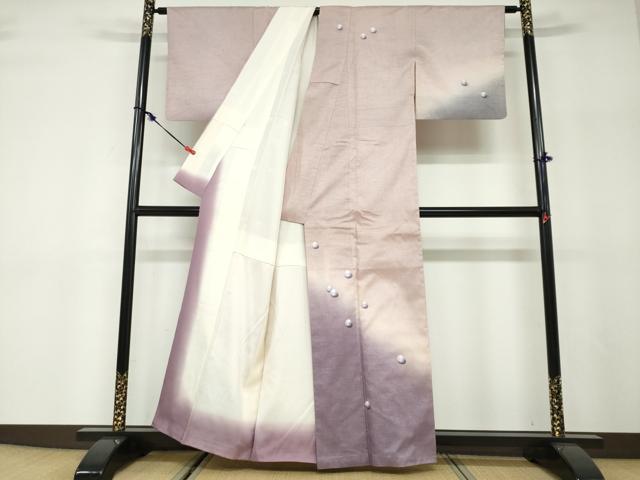平和屋着物●五月みどりプロデュース 結城紬地 訪問着 パール 暈し染め 正絹 逸品 DABF1155ud