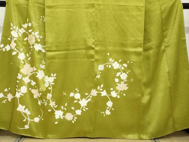 平和屋着物●訪問着 駒刺繍 草花文 金糸 正絹 逸品 未使用 DABF1166ud