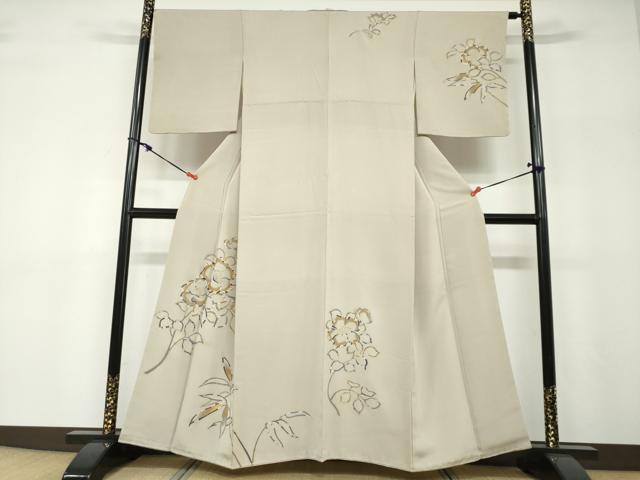 平和屋着物●訪問着 駒刺繍 草花文 金彩 正絹 逸品 DABF1170ud