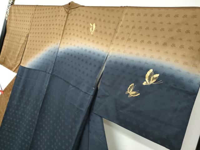 平和屋着物●訪問着 花車舞蝶文 暈し染め 金銀彩 正絹 逸品 DABF1176ud