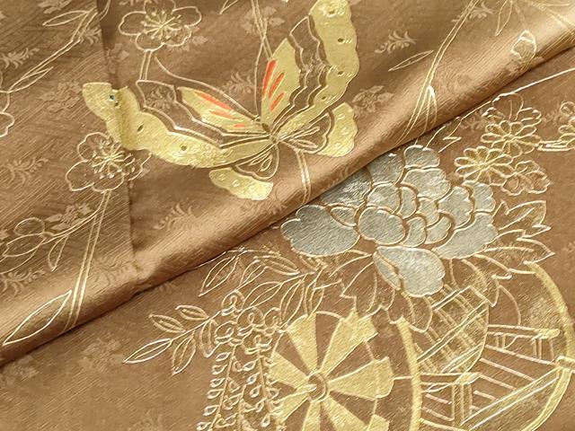 平和屋着物●訪問着 花車舞蝶文 暈し染め 金銀彩 正絹 逸品 DABF1176ud
