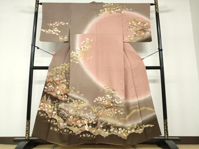 平和屋着物●訪問着 風景草花文 暈し染め 金彩 正絹 逸品 DABF1180ud