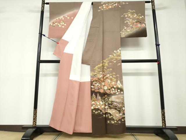 平和屋着物●訪問着 風景草花文 暈し染め 金彩 正絹 逸品 DABF1180ud
