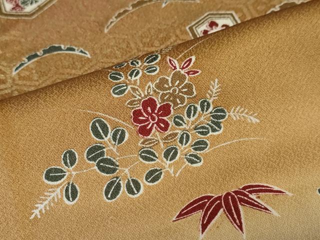 平和屋着物●訪問着 横段吉祥草花文 暈し染め 金彩 正絹 逸品 未使用 DABF1182ud