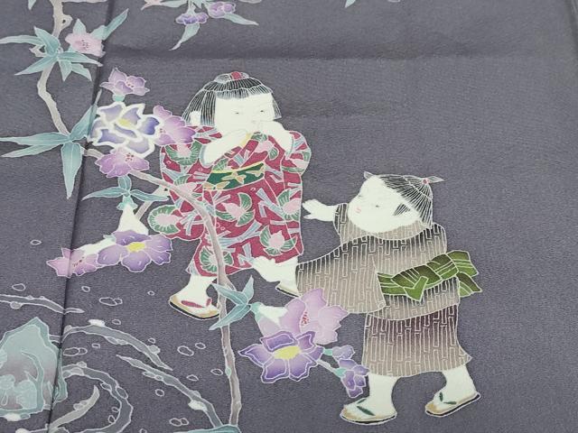平和屋着物●本加賀友禅作家 岡本幸治 訪問着 童子遊び さが美扱い 正絹 逸品 DABF1192ud