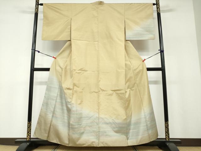 平和屋着物●訪問着 紬地 霞文 金通し地 正絹 逸品 DABF1198ud