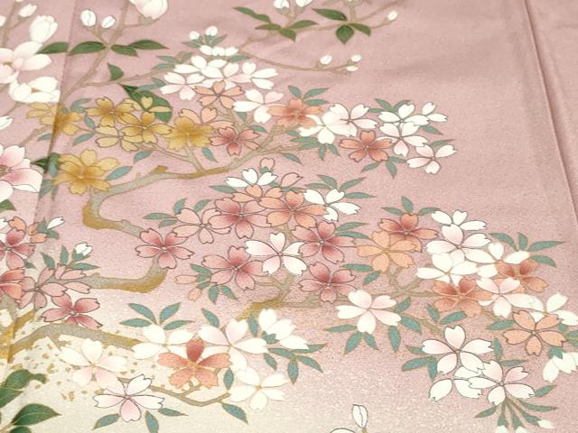平和屋着物●訪問着 流水草花文 暈し染め 金彩 正絹 逸品 DABF1200ud