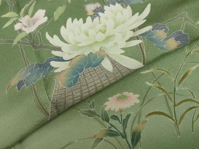 平和屋着物●友禅作家 北川聖水 訪問着 花籠文 暈し染め 正絹 逸品 DABF1202ud