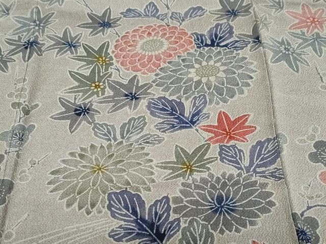 平和屋着物●訪問着 型染め 流水花鳥文 鬼しぼ縮緬 正絹 逸品 DABF1204ud