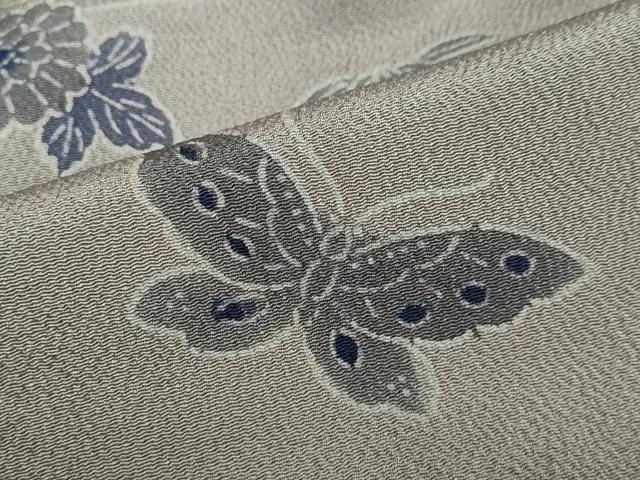 平和屋着物●訪問着 型染め 流水花鳥文 鬼しぼ縮緬 正絹 逸品 DABF1204ud