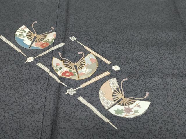 平和屋着物●訪問着 駒刺繍 扇面草花文 金彩 正絹 逸品 DABF1207ud