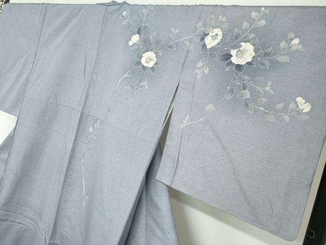 平和屋着物●訪問着 作家物 紬地 草花文 暈し染め 正絹 逸品 DABF1208ud
