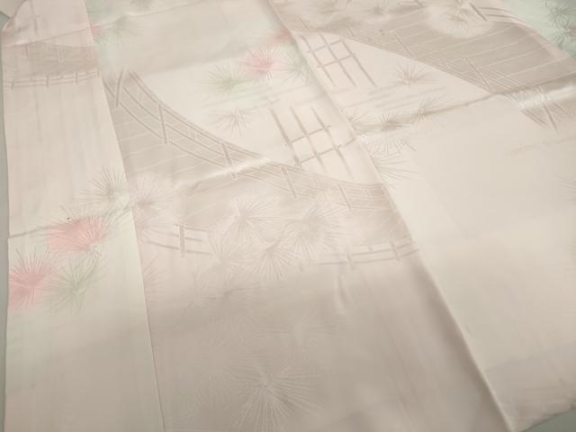 平和屋着物●振袖用長襦袢 袷 渡橋松葉地紋 暈し染め 半衿刺繍 正絹 逸品 DABF1211ud