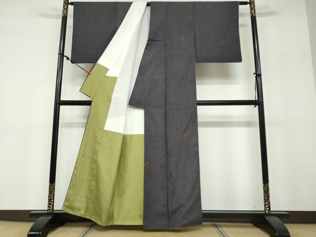 平和屋着物●上質な紬 草花丸文 正絹 逸品 DABF1215ud