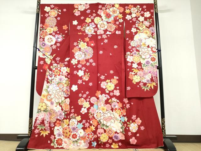 平和屋着物●豪華振袖 刺繍 手毬草花文 金彩 正絹 逸品 DABF1217ud