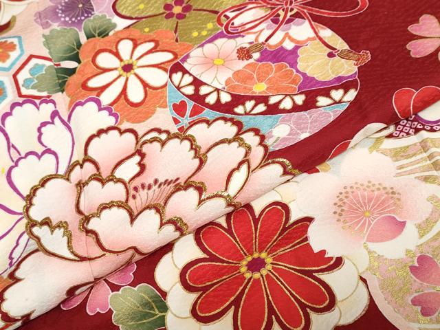 平和屋着物●豪華振袖 刺繍 手毬草花文 金彩 正絹 逸品 DABF1217ud