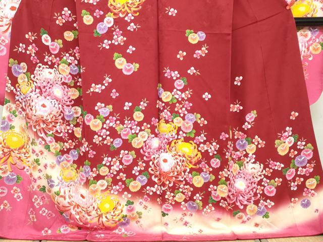 平和屋着物●豪華振袖 草花文 暈し染め 金彩 正絹 逸品 DABF1218ud