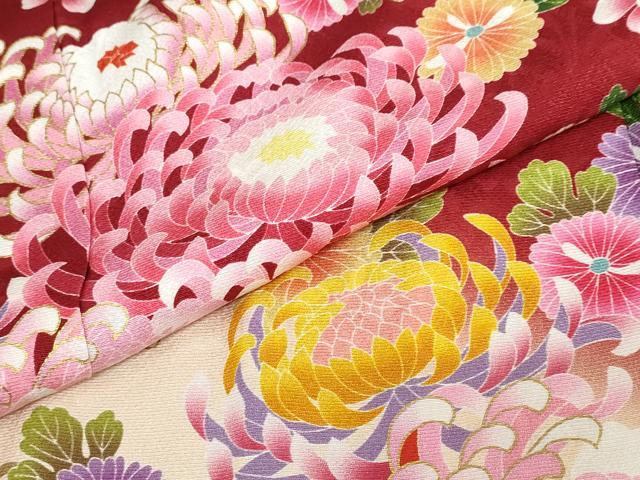 平和屋着物●豪華振袖 草花文 暈し染め 金彩 正絹 逸品 DABF1218ud