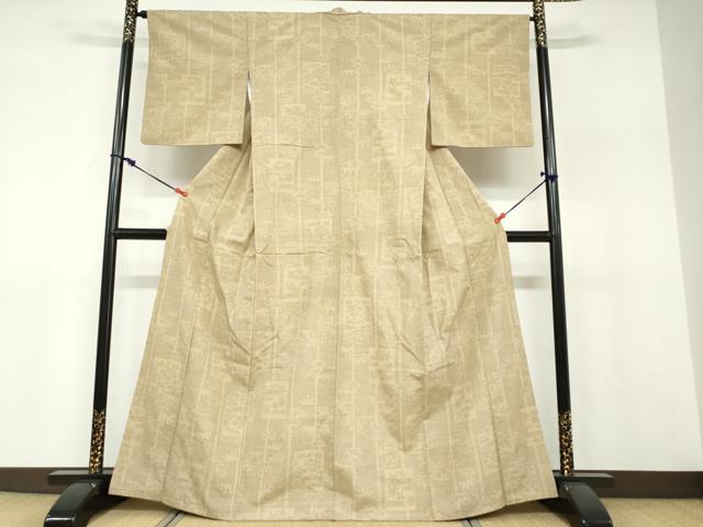 平和屋着物●結城紬 80亀甲 笹竹文 正絹 逸品 DABF1219ud