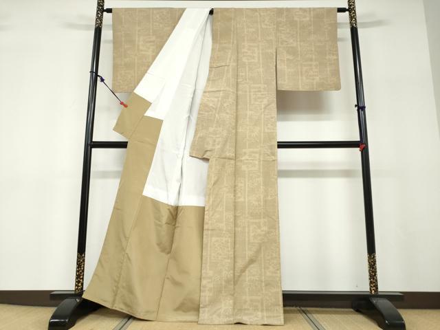 平和屋着物●結城紬 80亀甲 笹竹文 正絹 逸品 DABF1219ud