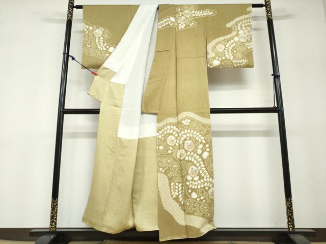 平和屋着物●訪問着 絞り 道長草花丸文 蛍暈し 正絹 逸品 DABF1222ud