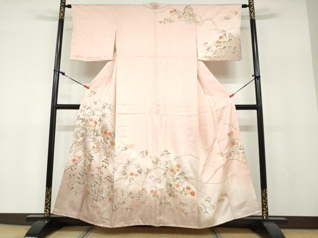 平和屋着物●訪問着 草花文 暈し染め 金彩 正絹 逸品 未使用 DABF1228ud