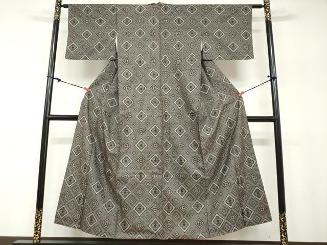 平和屋着物●本場大島紬 龍郷絣 花菱文 正絹 逸品 DABF1231ud
