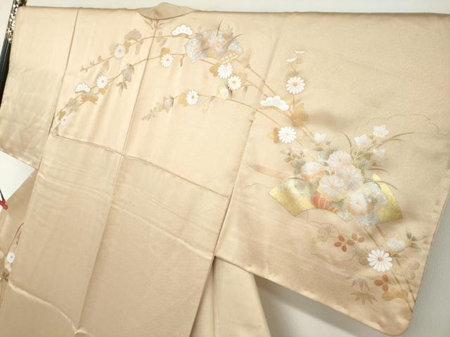 平和屋着物●訪問着 螺鈿 地紙重ね草花文 暈し染め 金銀彩 正絹 逸品 未使用 DABF1236ud
