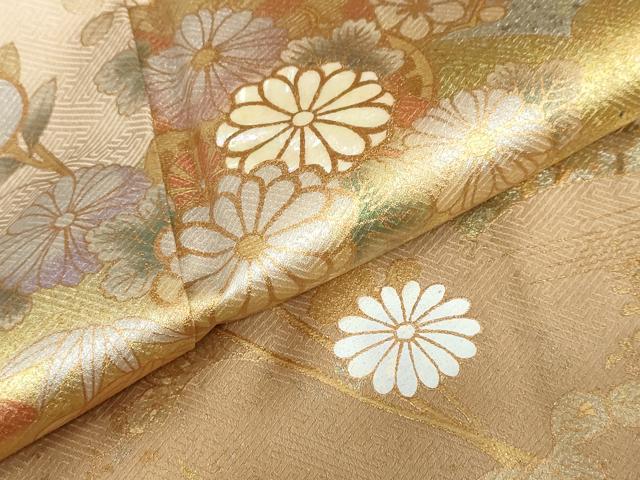 平和屋着物●訪問着 螺鈿 地紙重ね草花文 暈し染め 金銀彩 正絹 逸品 未使用 DABF1236ud