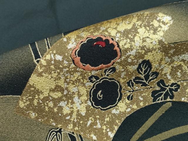 平和屋着物●訪問着 短冊花鳥文 金銀彩 正絹 逸品 未使用 DABF1237ud