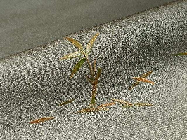 平和屋着物●漆工芸作家 金森一博 訪問着 笹竹文 暈し染め 金彩 正絹 逸品 DABF1247ud