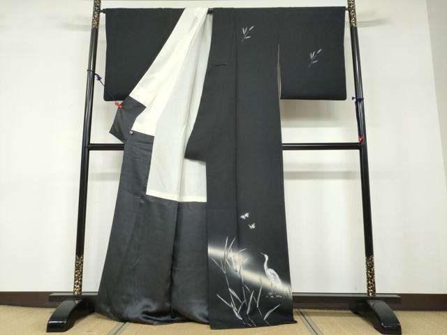 平和屋着物●訪問着 舞蝶文 鷺 暈し染め 金銀彩 さが美扱い 正絹 逸品 DABF1253ud