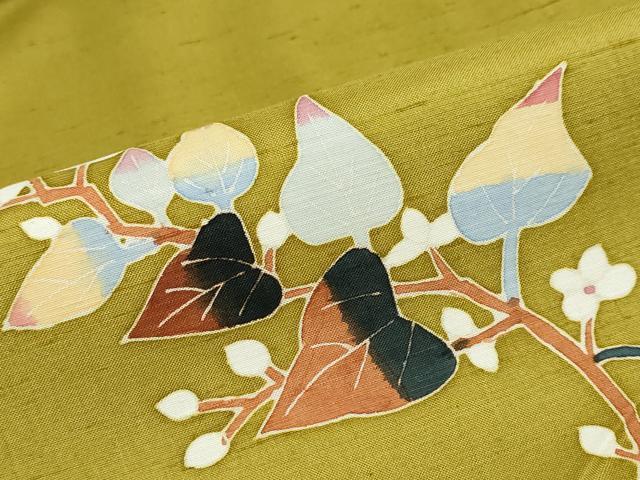 平和屋着物●本加賀友禅作家 能川光陽 訪問着 紬地 枝葉文 正絹 逸品 DABF1256ud