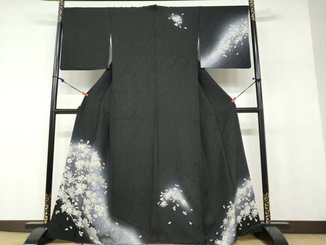 平和屋着物●訪問着 駒刺繍 舞桜文 暈し染め 正絹 逸品 DABF1260ud