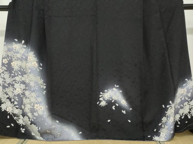 平和屋着物●訪問着 駒刺繍 舞桜文 暈し染め 正絹 逸品 DABF1260ud