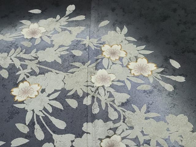 平和屋着物●訪問着 駒刺繍 舞桜文 暈し染め 正絹 逸品 DABF1260ud