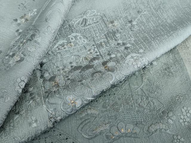 平和屋着物●中国三大刺繍 汕頭刺繍 スワトウ刺繍 訪問着 流水貝桶花文 暈し染め 金糸 正絹 逸品 DABF1268ud
