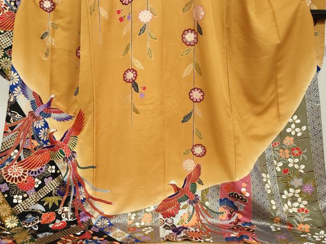 平和屋着物●豪華振袖 駒刺繍 宝尽くし鳳凰草花文 金彩 正絹 逸品 DABF1270ud