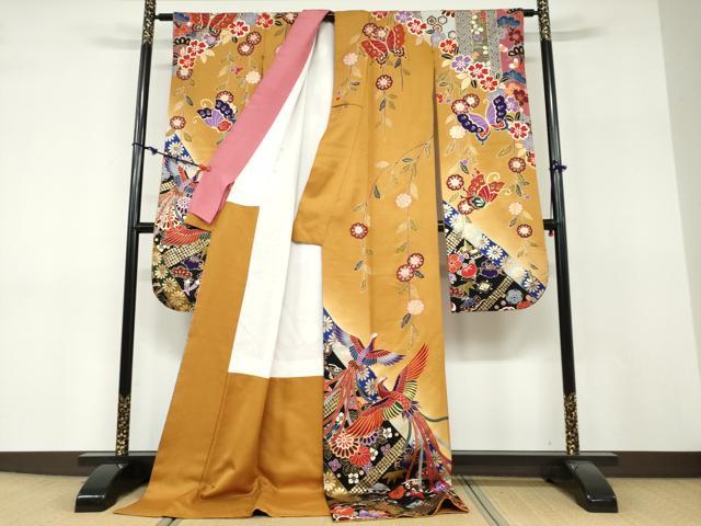 平和屋着物●豪華振袖 駒刺繍 宝尽くし鳳凰草花文 金彩 正絹 逸品 DABF1270ud