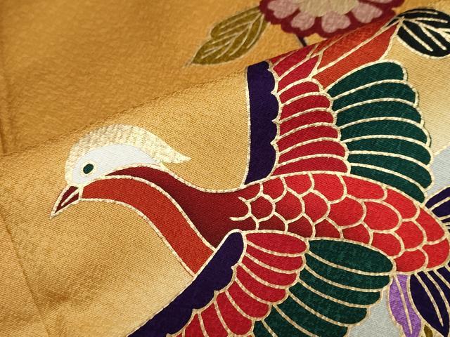 平和屋着物●豪華振袖 駒刺繍 宝尽くし鳳凰草花文 金彩 正絹 逸品 DABF1270ud